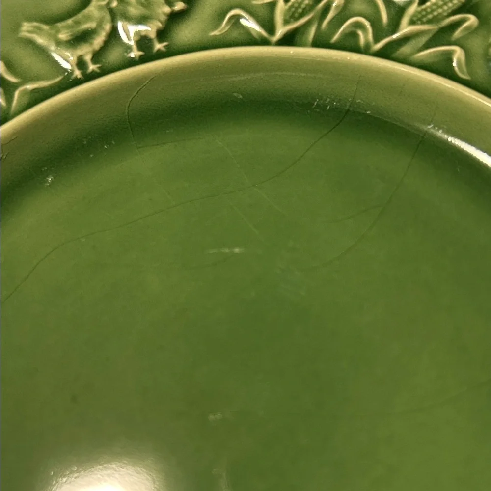 Bordallo Pinherio Portugal Rooster and Corn Embossed Plate 8 1/4’ Ceramic Plate